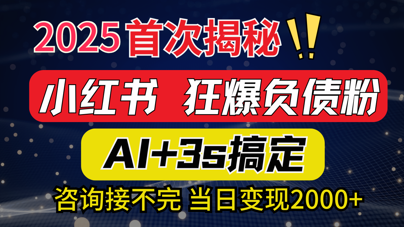2025引流天花板：最新小红书狂暴负债粉思路，咨询接不断，当日入2000+-展望网