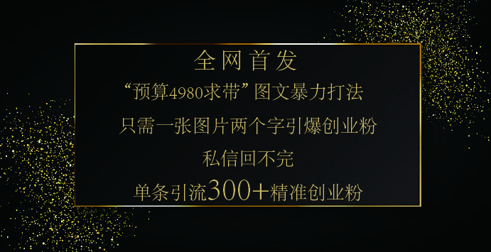 小红书,“预算 4980 带我飞” 的神奇图片引流法,堪称涨粉核武器!只需一张图,就能单条笔记凭借此方法,轻松引流 300 + 精准创业粉!-展望网