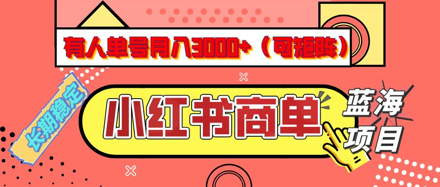 小红书商单分成计划，有人单号月入3000+，每天5分钟，可矩阵放大，长期稳定的蓝海项目-展望网