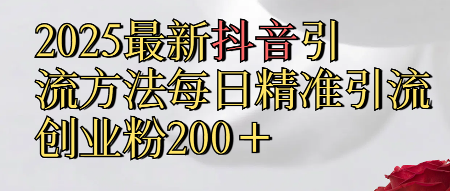 2025最新,抖音引流,方法每日精准引流创业粉300+-展望网