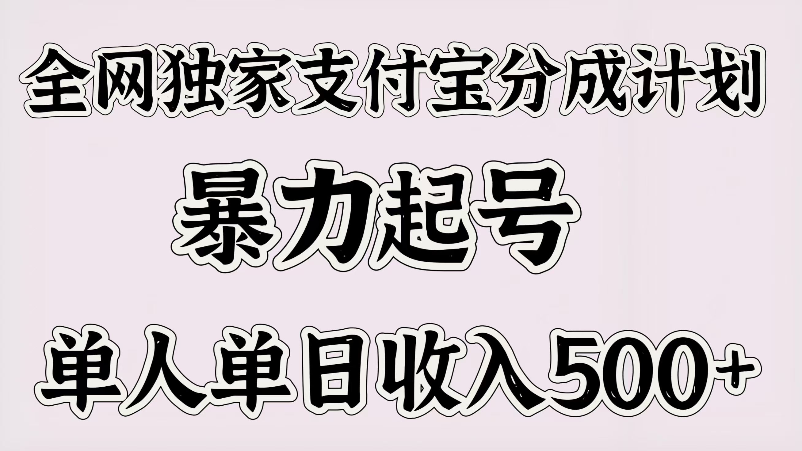 全网独家支付宝分成计划,暴力起号,单人单日收入500+-展望网