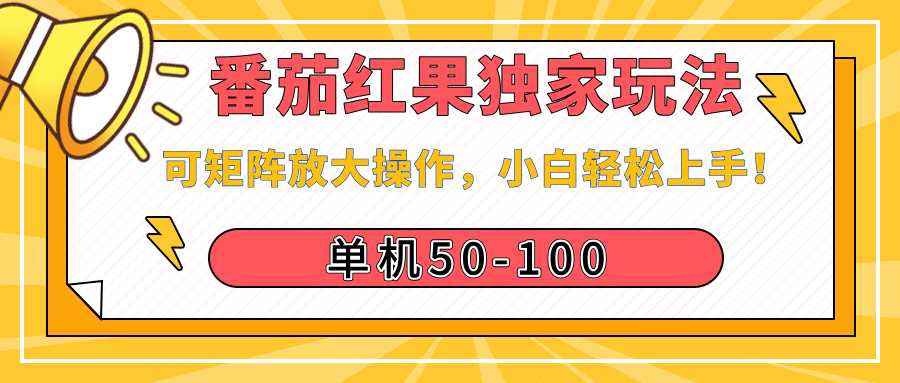 番茄红果独家玩法，单机50-100，可矩阵放大操作，小白轻松上手！-展望网