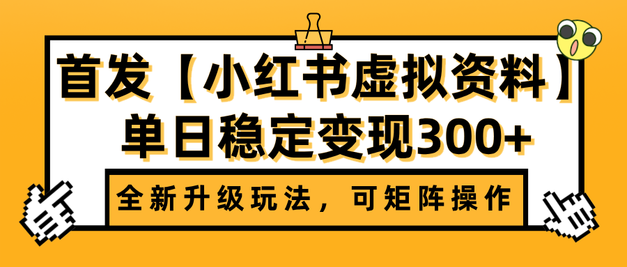 首发【小红书虚拟资料】全新升级玩法，可矩阵操作，单日稳定变现300+-展望网