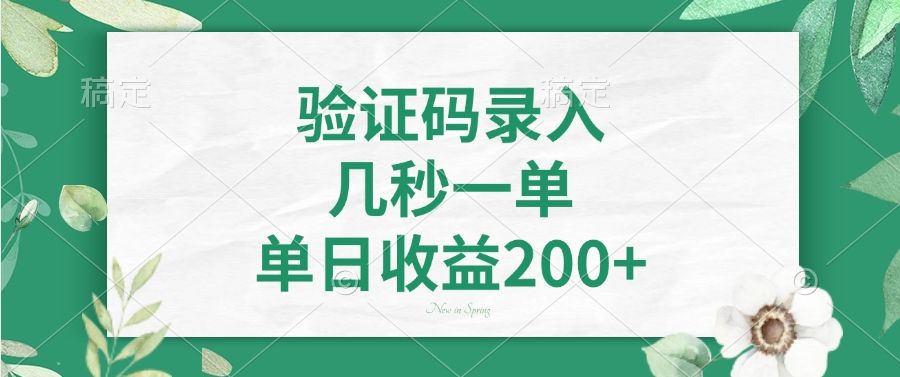验证码录入，看图识字，几秒一单，单日收益200+-展望网