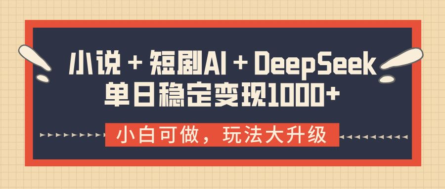 小说＋短剧AI＋DeepSeek结合变现，单日稳定变现1000+-展望网