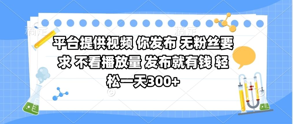 平台提供视频 你发布 无粉丝要求 不看视频播放量 发布就有钱 轻松一天300+-展望网