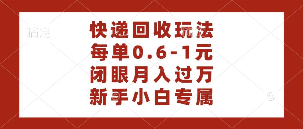 快递回收自助玩法，每单收益0.6到1元，闭眼也能月入一万，适合新手小白-展望网