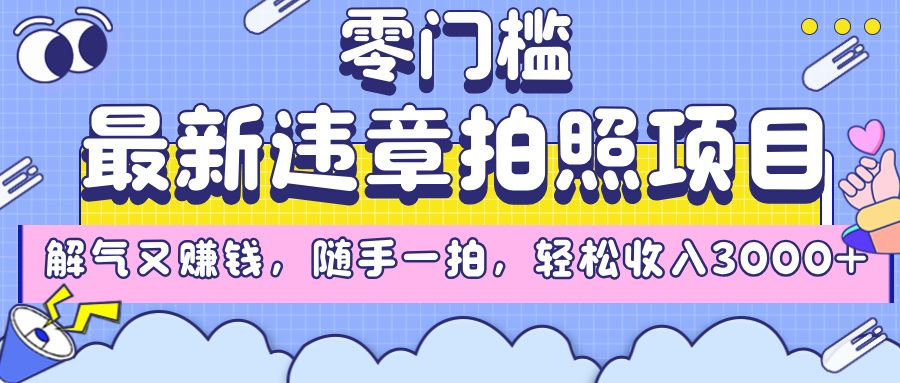 最新违章拍照项目，解气又赚钱，随手一拍，轻松收入3000+-展望网