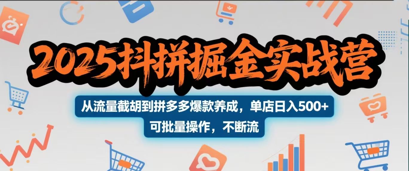 2025抖拼掘金实战营,从流量截胡到拼多多爆款养成,单店日入500+ 可批量操作,不断流-展望网