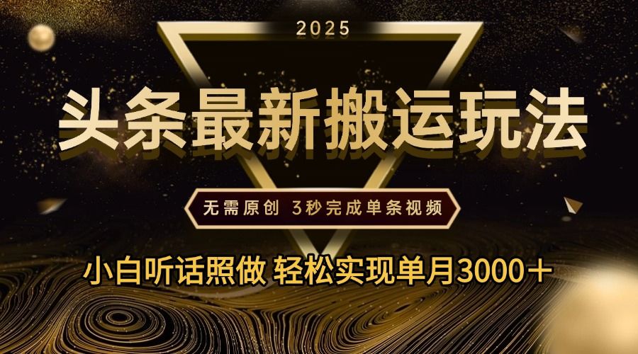 2025年今日头条最新搬运玩法，无需原创3秒完成视频轻松实现单月3000＋-展望网