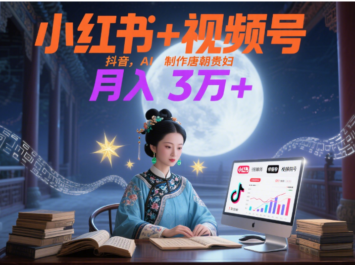 小红书+视频号+抖音，AI轻松制作唐朝贵妇IP，毒鸡汤、励志、减肥瘦身、养生赛道轻松切入，每天30分钟，轻松产出N条，月入3万+ -展望网