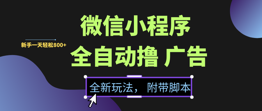 微信小程序挂机撸广告,全新玩法,新手一天轻松800+【附带脚本】-展望网