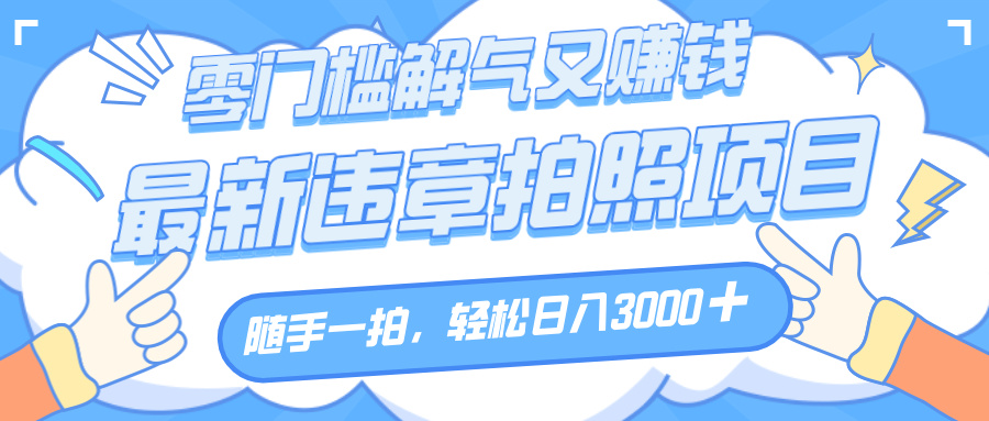 解气又赚钱的项目，随手一拍，轻松收入3000+，最新违章拍照赚钱-展望网