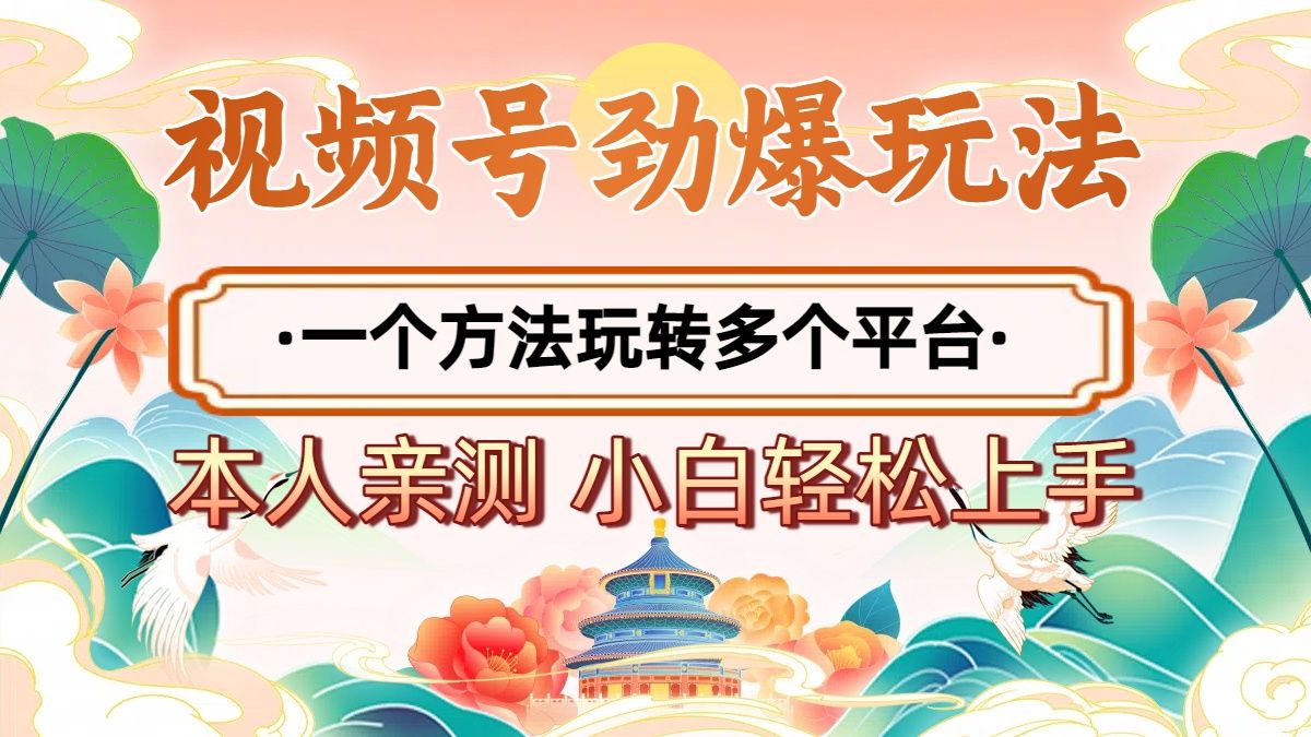 2025年视频号劲爆玩法，一个方法玩转多个平台 小白也能轻松上手-展望网