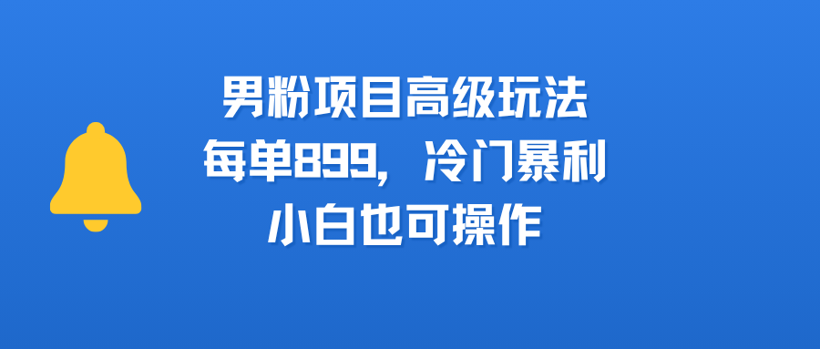 男粉项目高级玩法，每单899，冷门暴利，小白也可操作-展望网