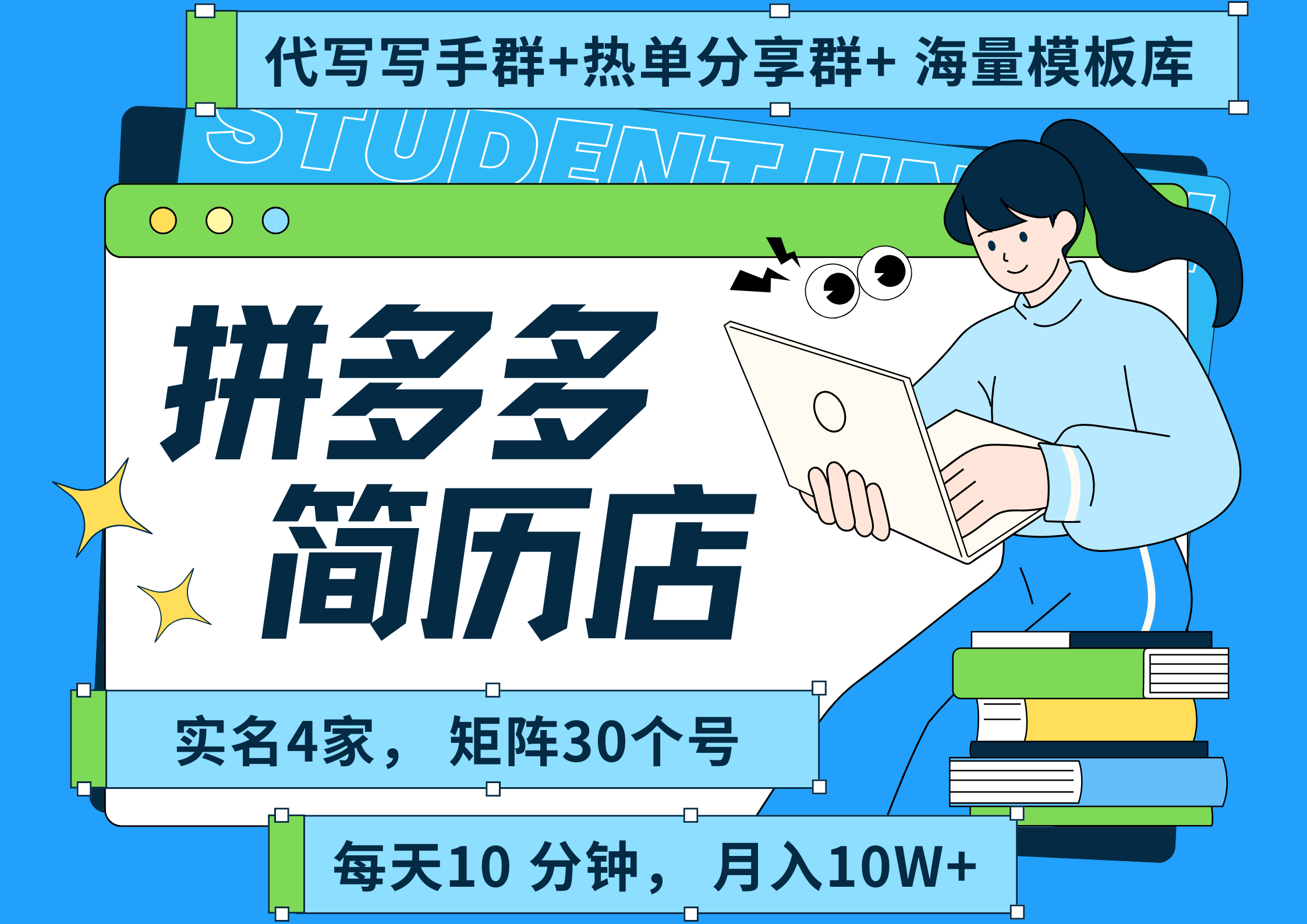 拼多多 虚拟资料 简历 海报代写 全SOP流程 毫无保留分享（含后端资料以及代写渠道）每天十分钟 每人实名四个店  矩阵30个账号  轻轻松松 月入10W-展望网