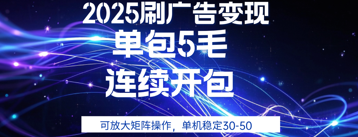 2025年零撸广告变现，单广5毛，可矩阵放大操作,单机稳定30-50-展望网