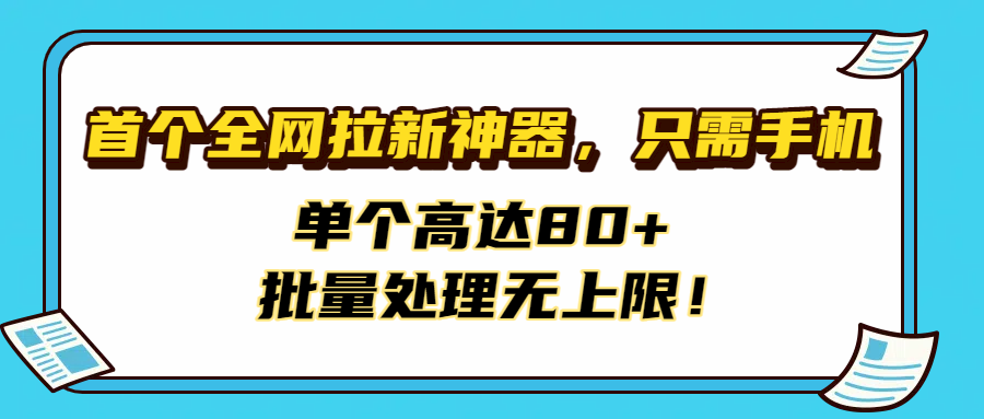 首个全网拉新神器，只需手机，单个高达80+，批量处理无上限！-展望网