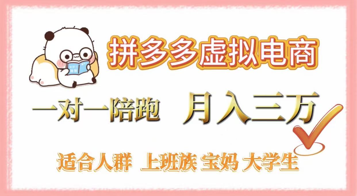 拼多多虚拟电商,一对一陪跑,月入3万,0囤货,轻资产,不发货-展望网