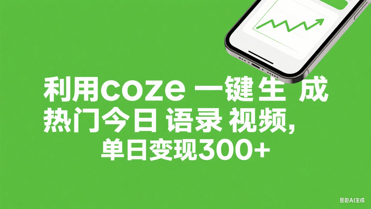 利用coze一键生成热门今日语录视频，单日变现300+-展望网