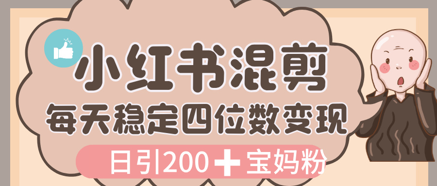 价值 3980 的小红书混剪， 虚拟变现，日引 200+宝妈创业粉，每天稳定四位数变现-展望网