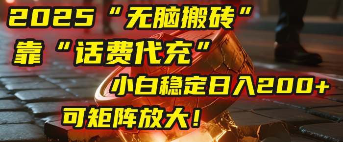 无脑搬砖项目:靠“话费代充”,小白稳定日入200+,可矩阵放大!-展望网