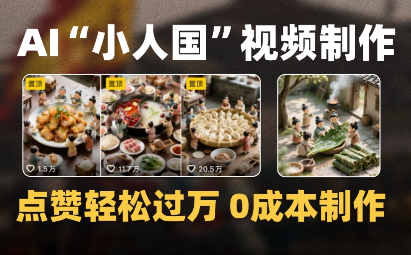 爆款1000W+微缩景观迷你小人国AI视频，0成本制作全流程教学-展望网