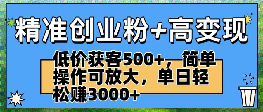 精准创业粉+高变现：低价获客500+，简单操作可放大，单日轻松赚3000+-展望网