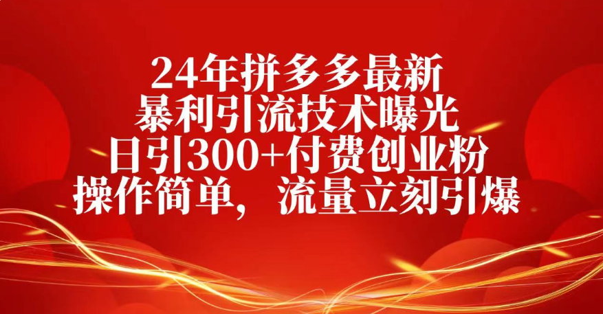 25年拼多多最新暴利引流技术曝光、日引300+付费创业粉操作简单，流量立刻引爆-展望网