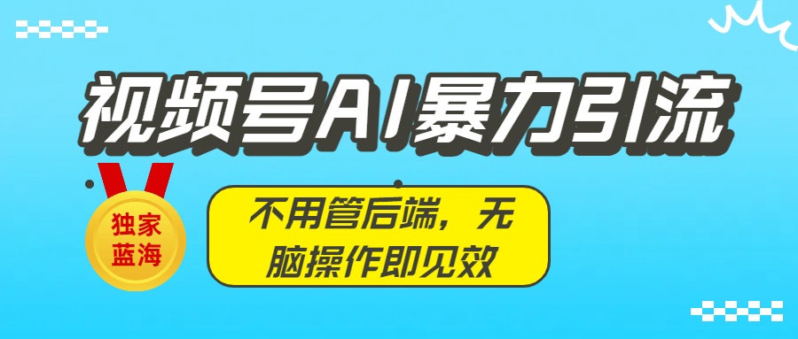 独家蓝海！视频号AI暴力引流：不用管后端，无脑操作即见效-展望网