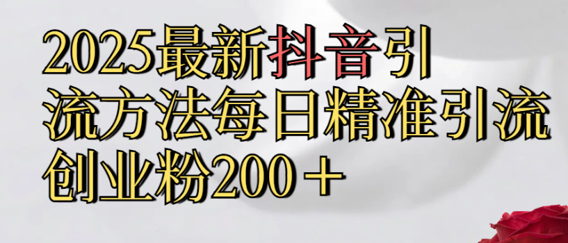 2025最新抖音引流,方法每日精准引流创业粉300＋-展望网