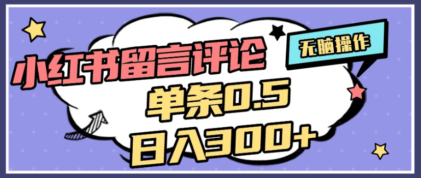 2025年最新小红书评论单条0.5元，日入300＋，无上限，详细操作流程-展望网