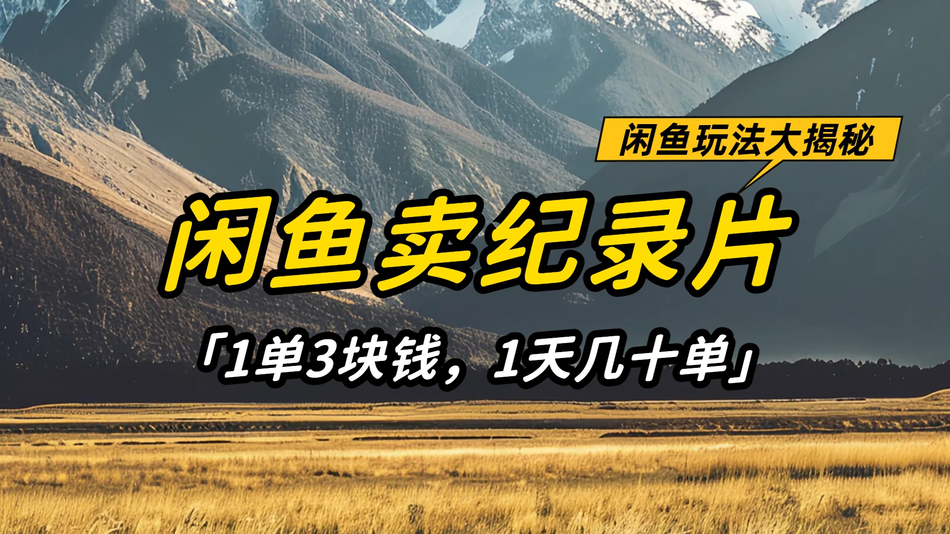 闲鱼卖纪录片1单3块钱，1天几十单，项目稳定有潜力-展望网