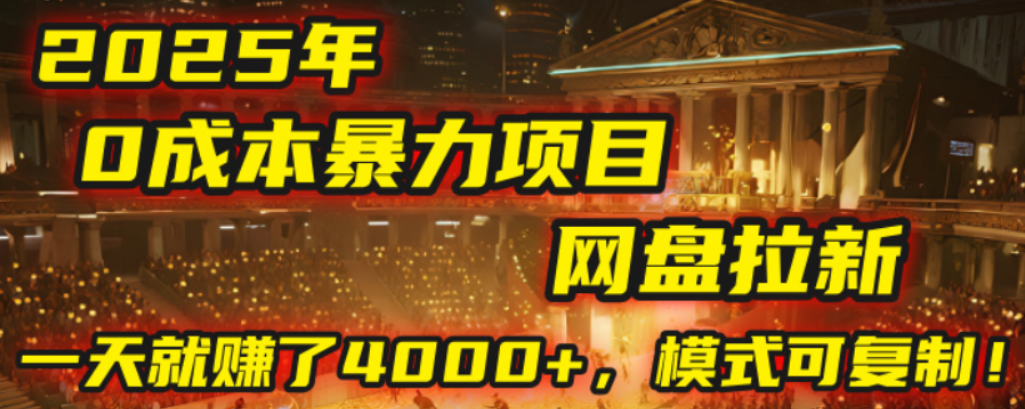 2025年，一个0成本的暴力项目，靠网盘拉新，有人一天就赚了4000+，模式可复制！-展望网