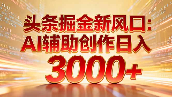 头条掘金新风口：AI辅助创作日入3000+，矩阵玩法当天启动隔天见效-展望网