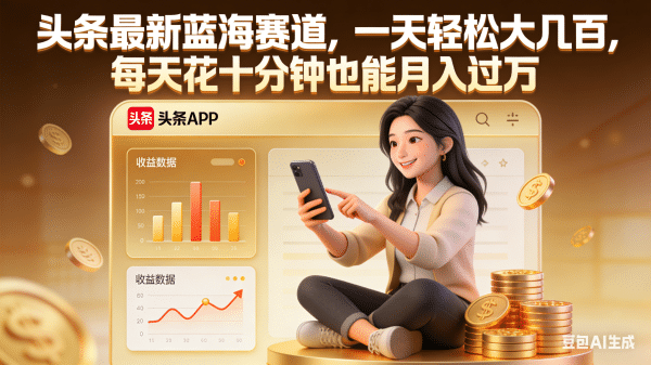 头条最新蓝海赛道,一天轻松大几百,每天花十分钟也能月入过万-展望网