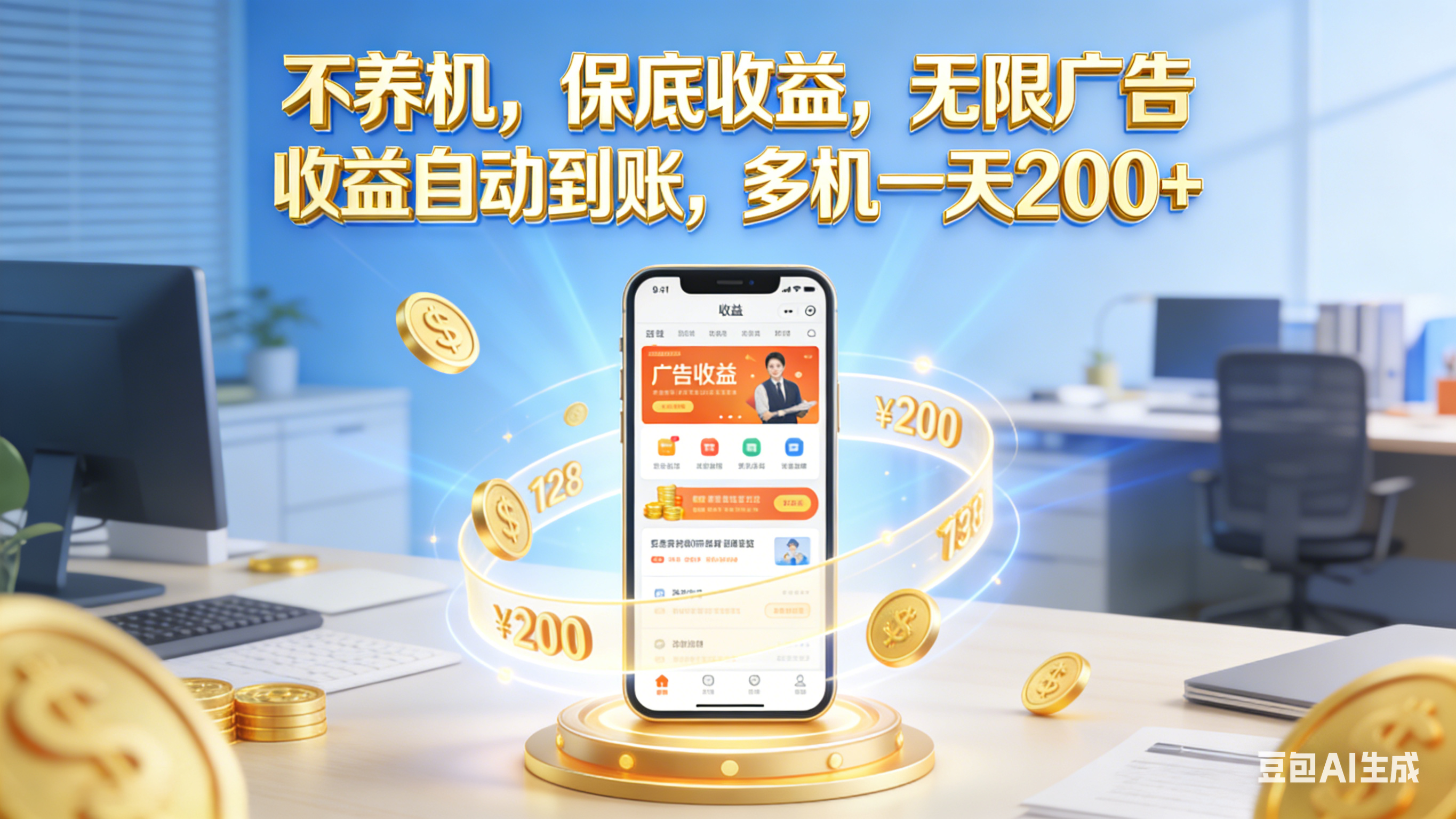 不养机，保底收益，无限广告，收益自动到账，多机一天200+-展望网