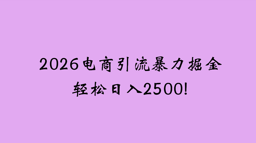 2026电商引流新玩法,日引200,日可入2500+-展望网