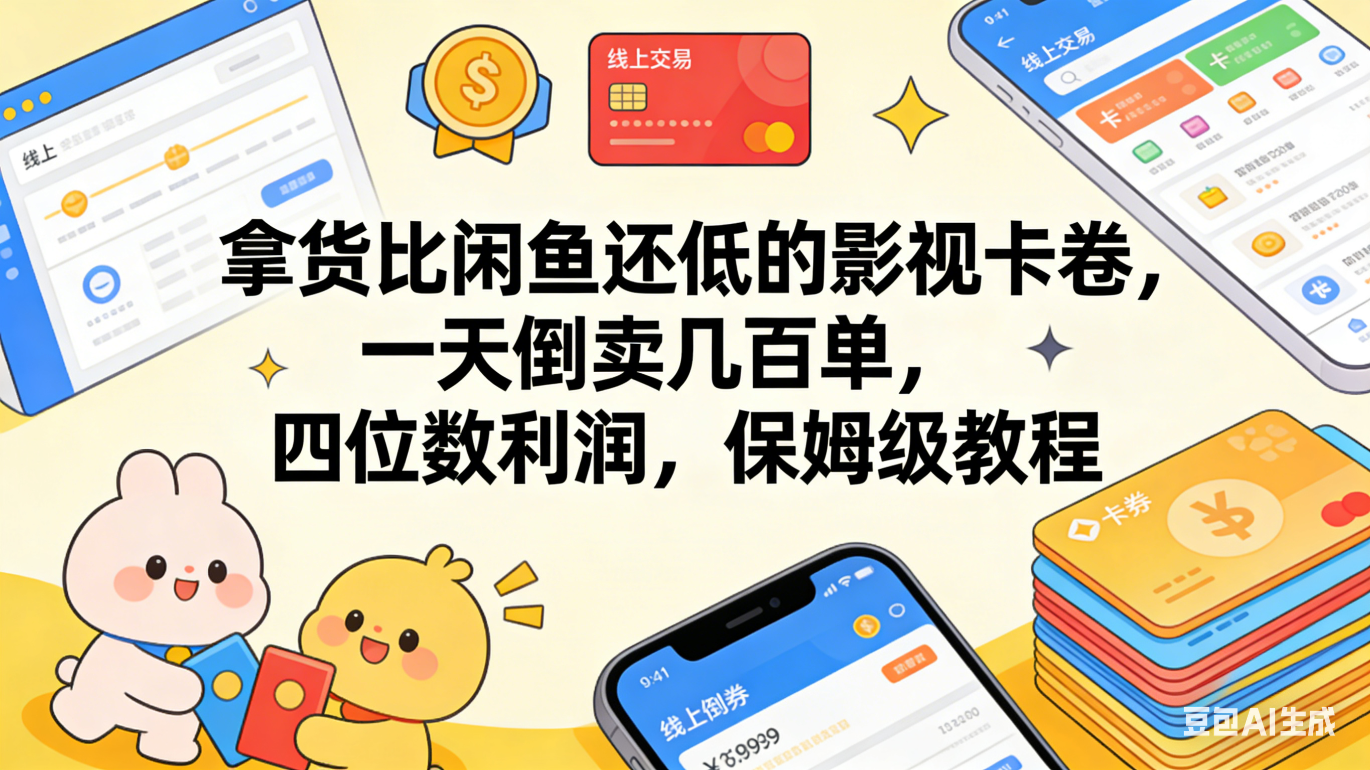 拿货比闲鱼还低的影视卡卷，一天倒卖几百单，四位数利润，保姆级教程-展望网