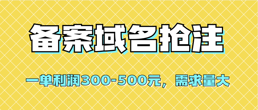 【全网首发】备案域名抢注，一单利润300-500元，需求量大-展望网