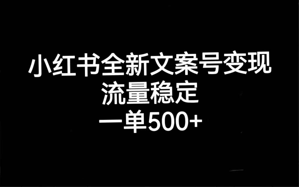 小红书全新文案号变现，流量稳定，一单收入500-展望网