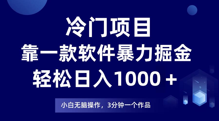 冷门项目靠一款软件，暴力掘金日入1000＋，小白轻松上手-展望网
