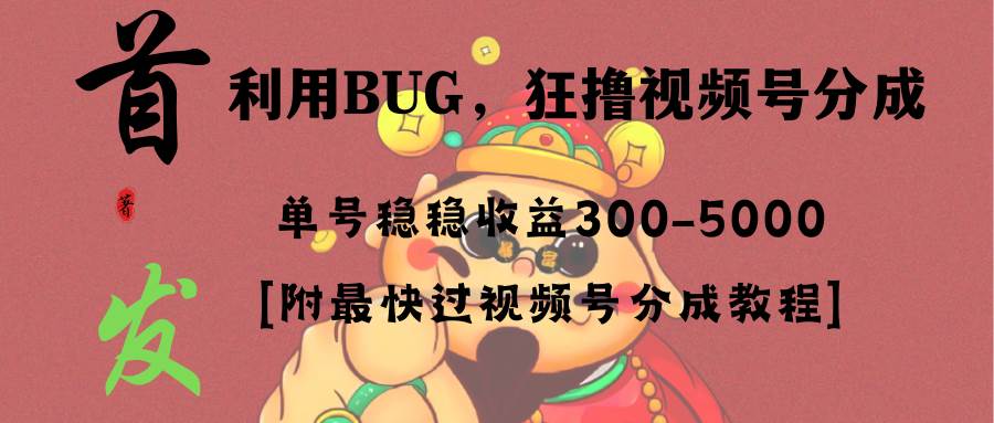 全网独家首发,视频号BUG,超短期项目,单号每日净收益300-5000!-展望网