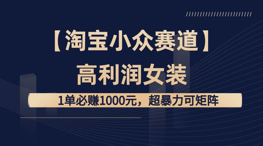 【淘宝小众赛道】高利润女装：1单必赚1000元，超暴力可矩阵-展望网