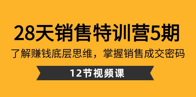 28天·销售特训营5期：了解赚钱底层思维，掌握销售成交密码（12节课）-展望网