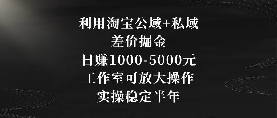 利用淘宝公域+私域差价掘金，日赚1000-5000元，工作室可放大操作，实操...-展望网