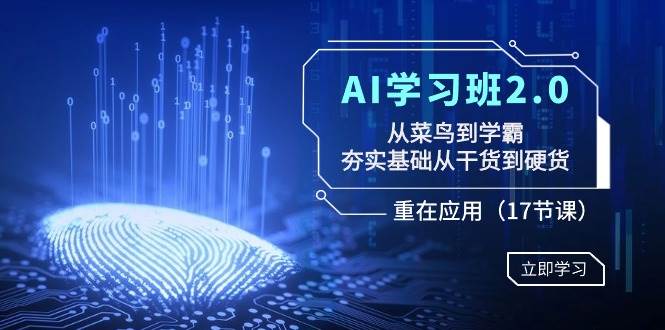 AI学习班2.0：从菜鸟到学霸，夯实基础从干货到硬货，重在应用（17节课）-展望网