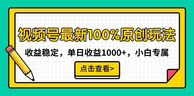 视频号最新100%原创玩法，收益稳定，单日收益1000+，小白专属-展望网