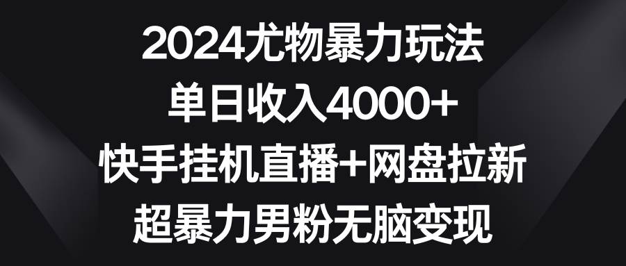 2024尤物暴力玩法 单日收入4000+快手挂机直播+网盘拉新 超暴力男粉无脑变现-展望网