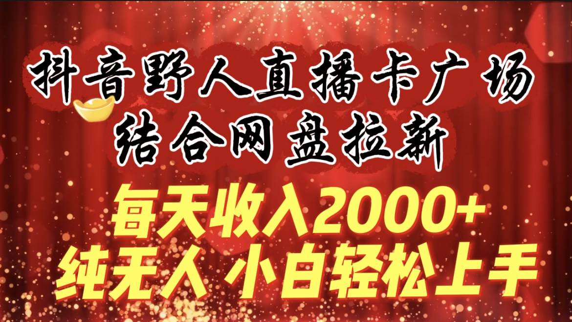 每天收入2000+，抖音野人直播卡广场，结合网盘拉新，纯无人，小白轻松上手-展望网